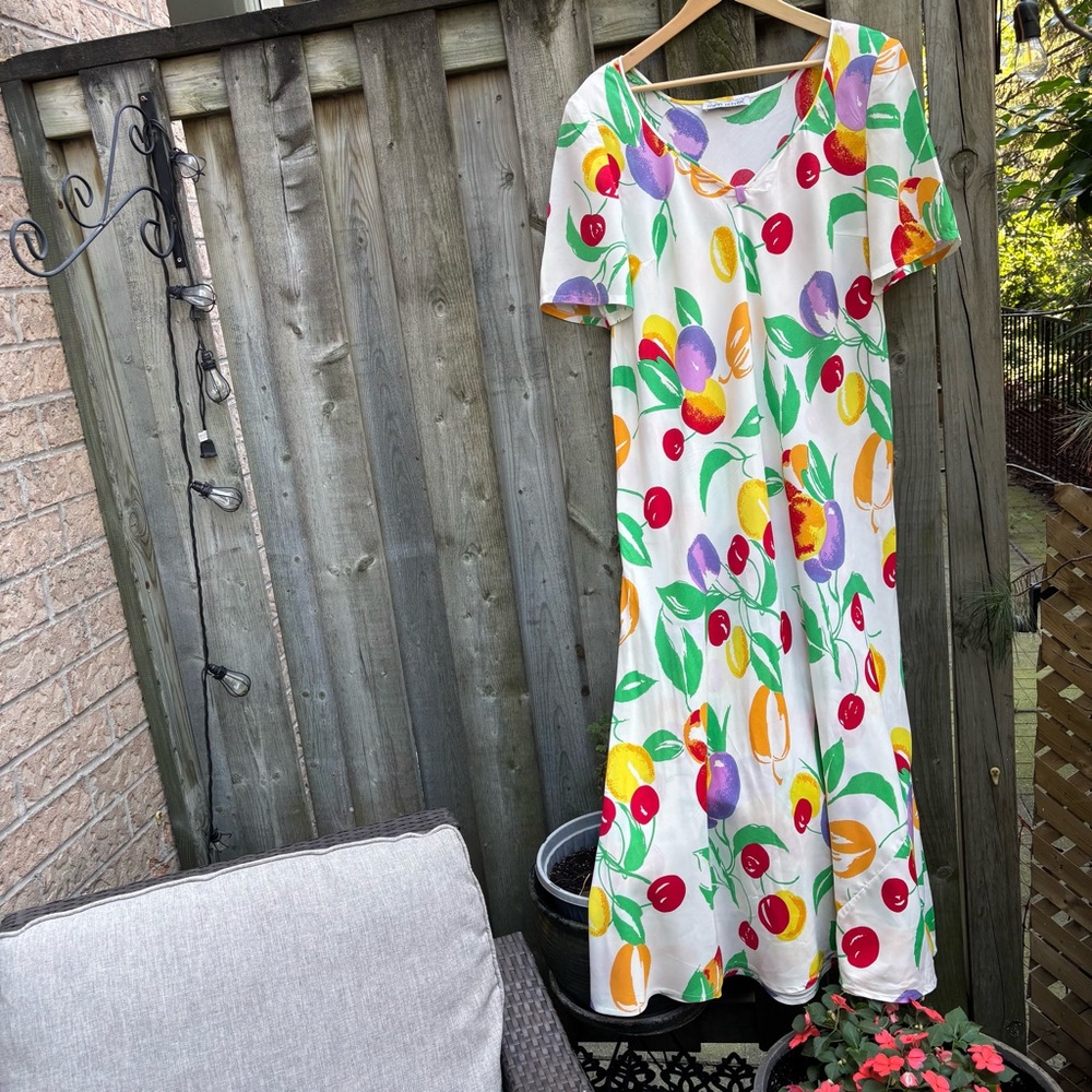 Colorful Fruit Print Maxi Dress